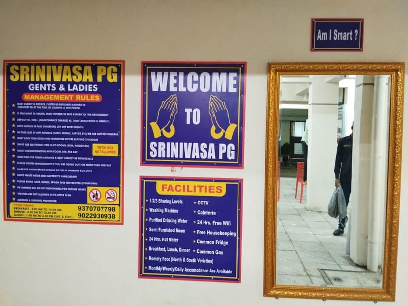 House rules and guidelines board at Srinivasa PG Pune